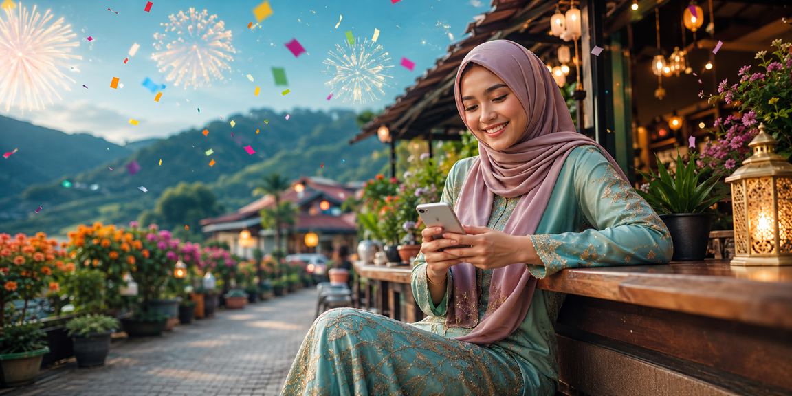 Pengguna Malaysia mengakses odds perlawanan sukan melalui telefon pintar semasa perayaan Hari Raya