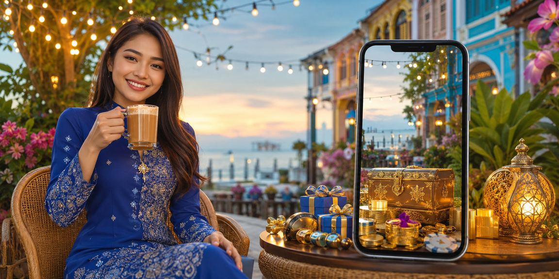 Pemain wanita Malaysia berpakaian baju kurung mengakses pertaruhan kriket di Pulau Pinang melalui telefon